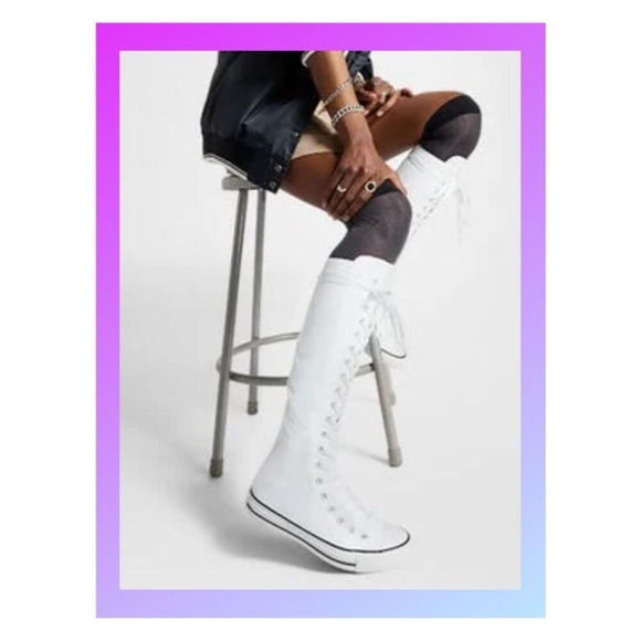 Converse Chuck Taylor All Star White XX-HI Knee High Unisex Hi Tops W12.5 - Picture 1 of 6